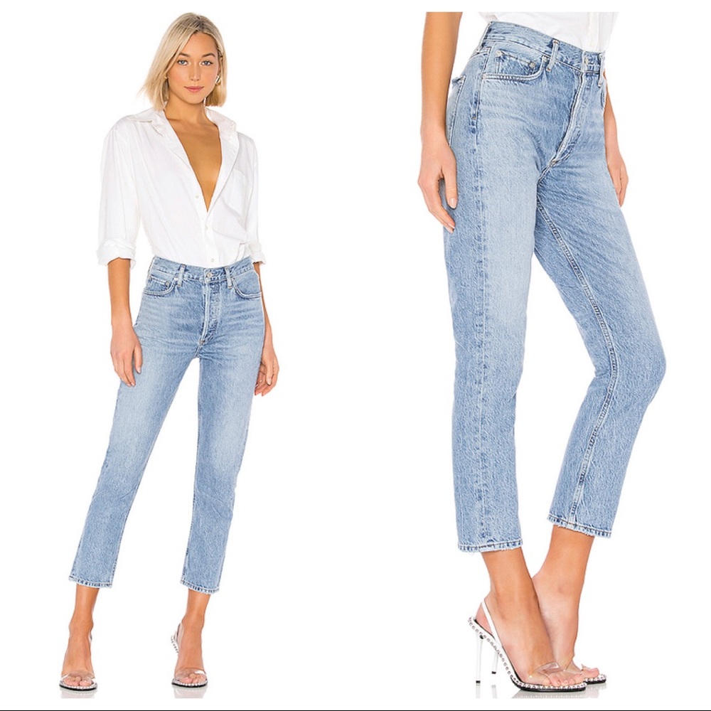🥂SOLD AGOLDE Riley High Rise Crop Jeans in BLUR - Picture 3 of 16